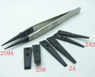 Stainless Steel Handle + 4 set Plastic Tweezers Antistatic Plier