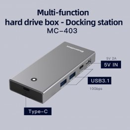 MC403 SSD Case + USB3.2/USB-C/5V in Docking Station